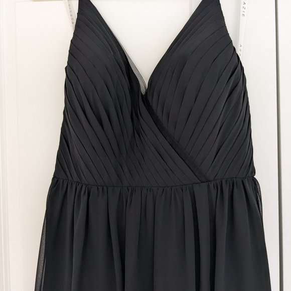 NWT Azazie floor length chiffon dress - black - size A12 - Picture 4 of 9